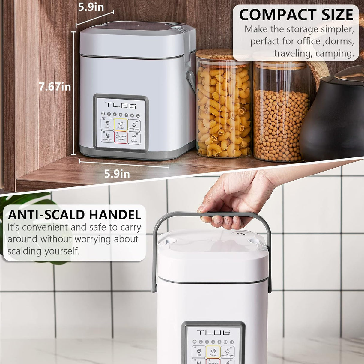 Mini Olla Arrocera TLOG 2.5 Tazas, Multi-cooker, 1.2L