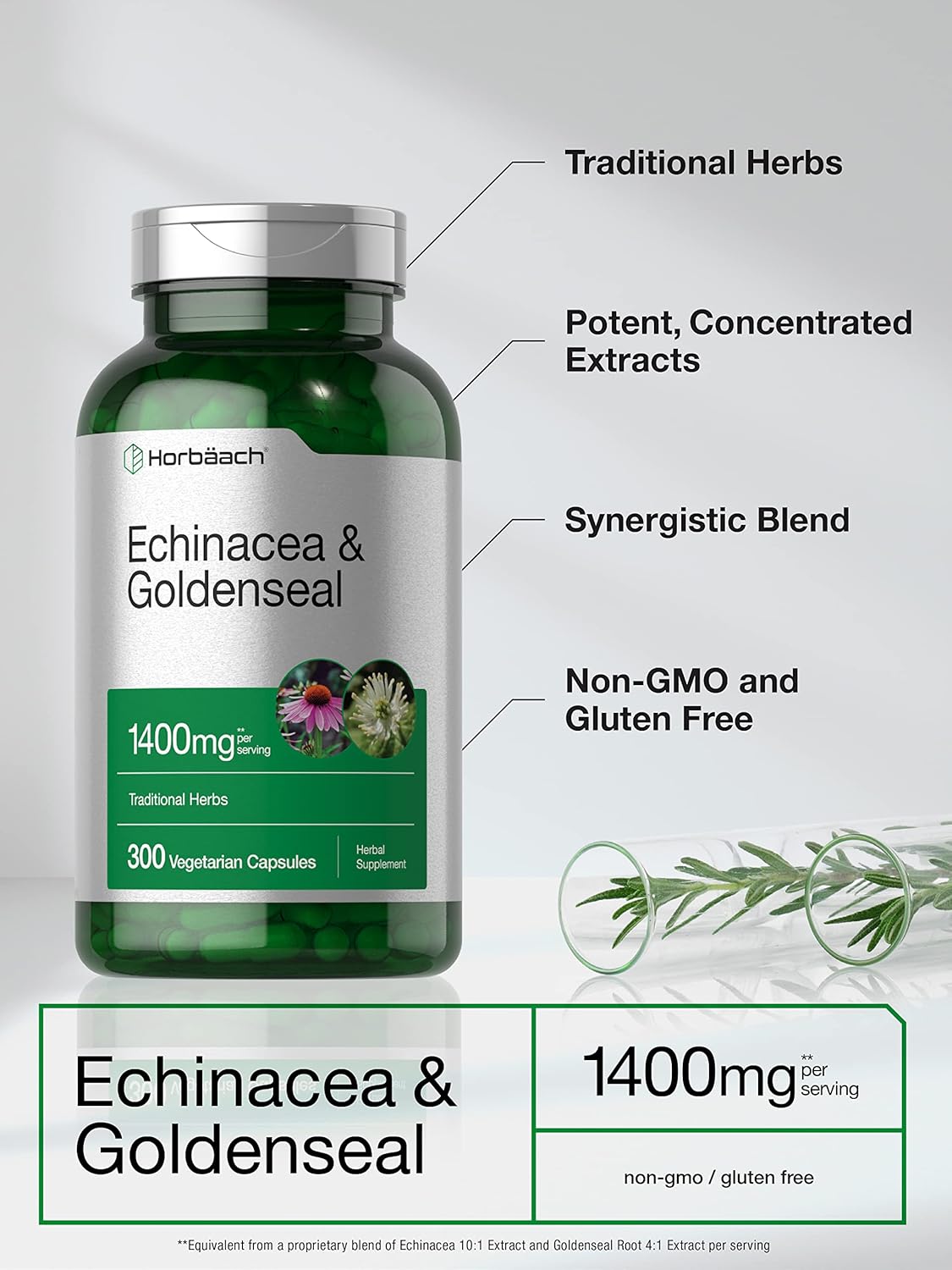 Suplemento Horbaach Cápsulas de sello de oro de equinácea