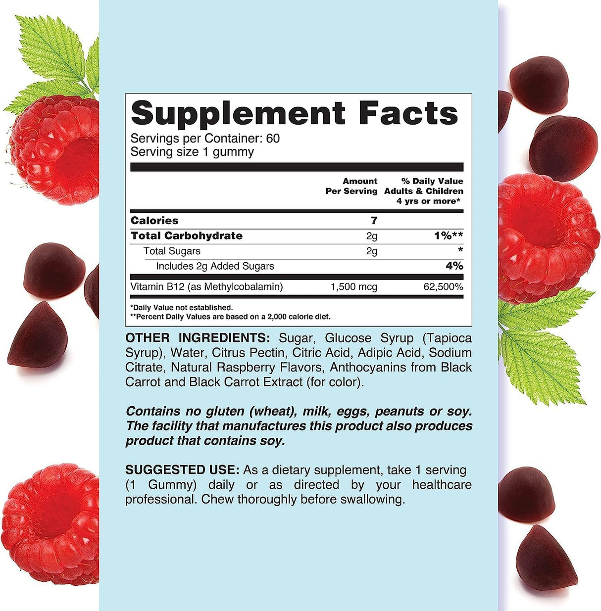 Suplemento Gomitas de vitamina B-12 sin gluten pack 2 60 und