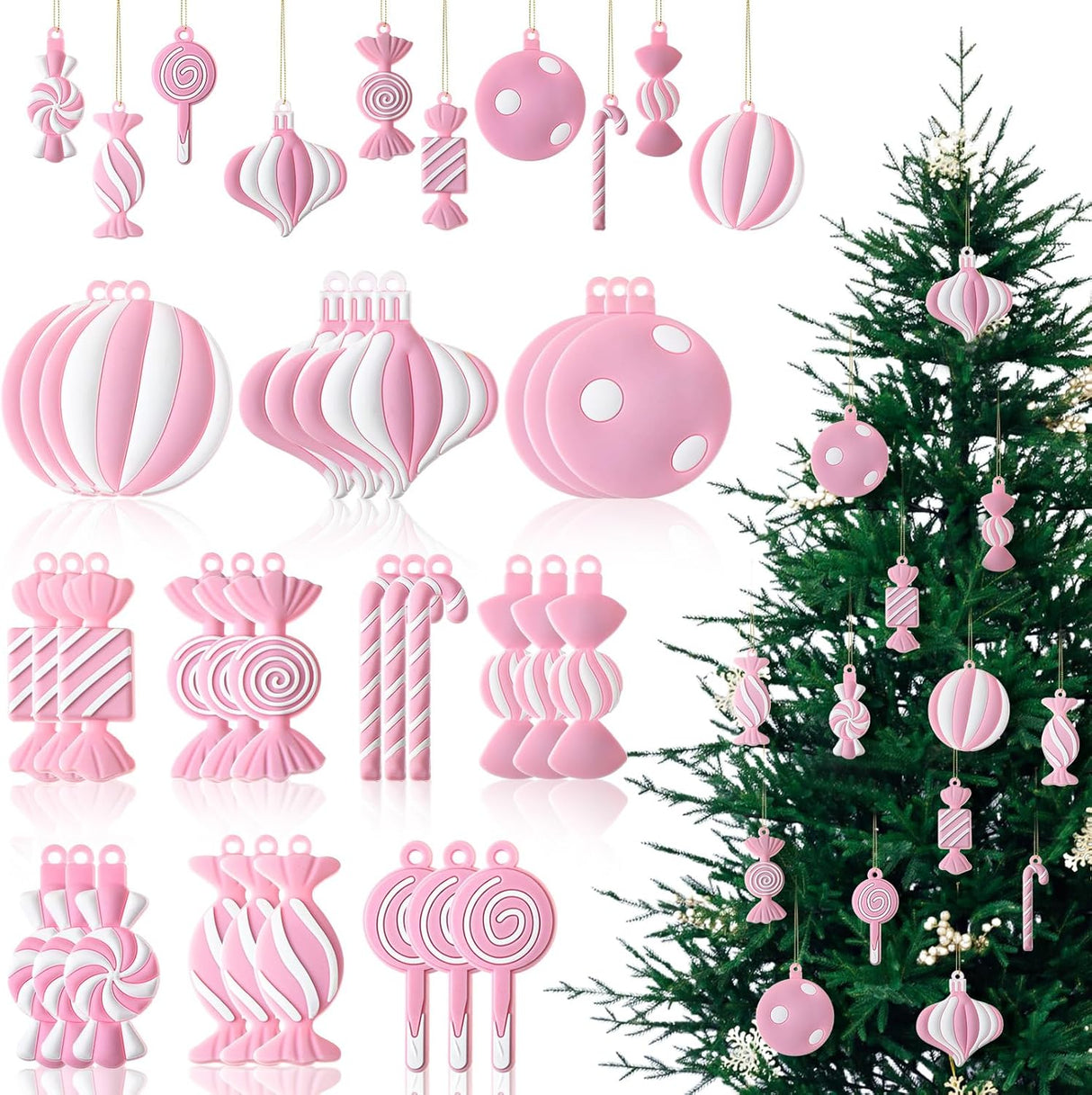 Adornos de Navidad Panelee, PVC, Lollipop, 20 piezas, modelo Xmas