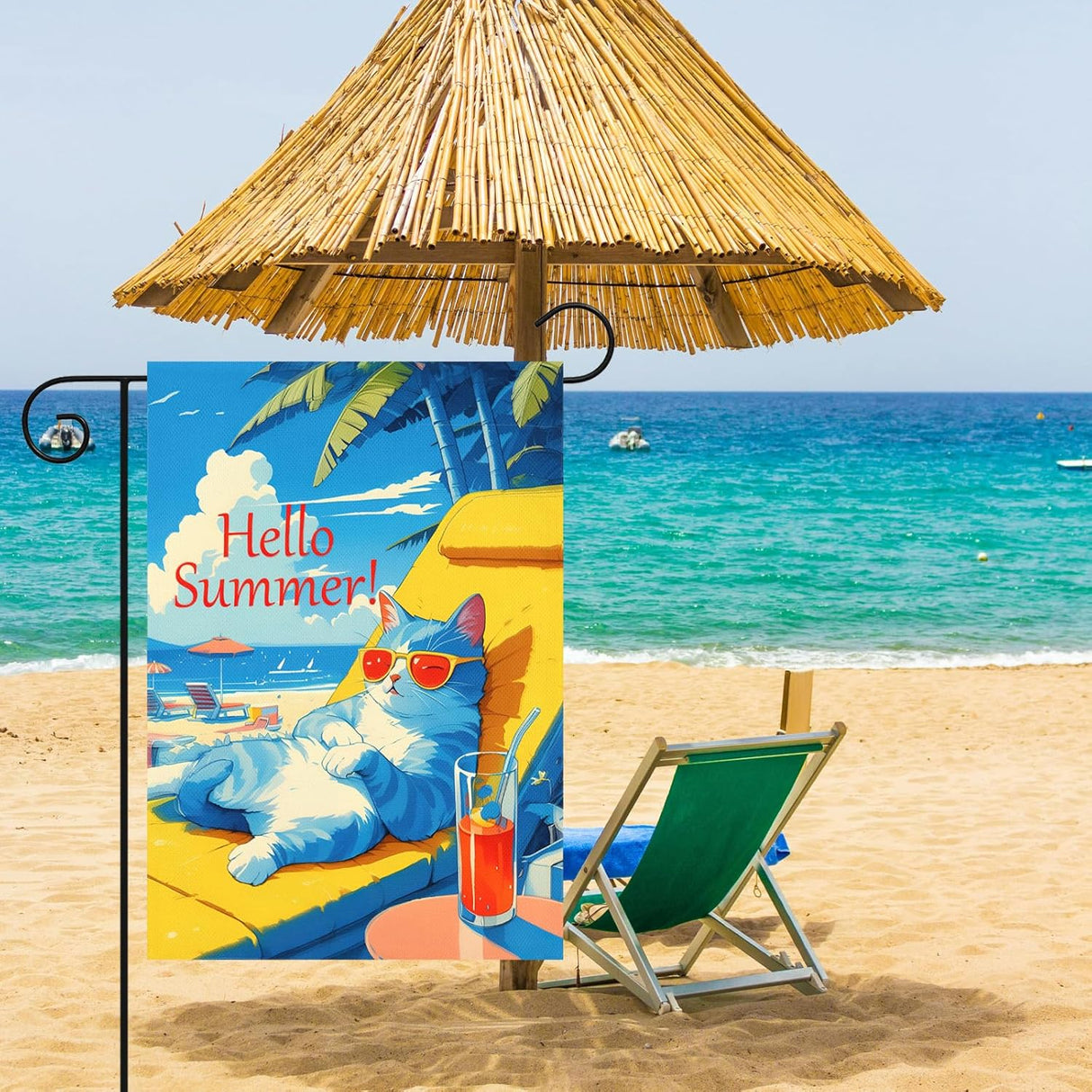 Bandera de jardín de verano con helado, doble cara (G04)