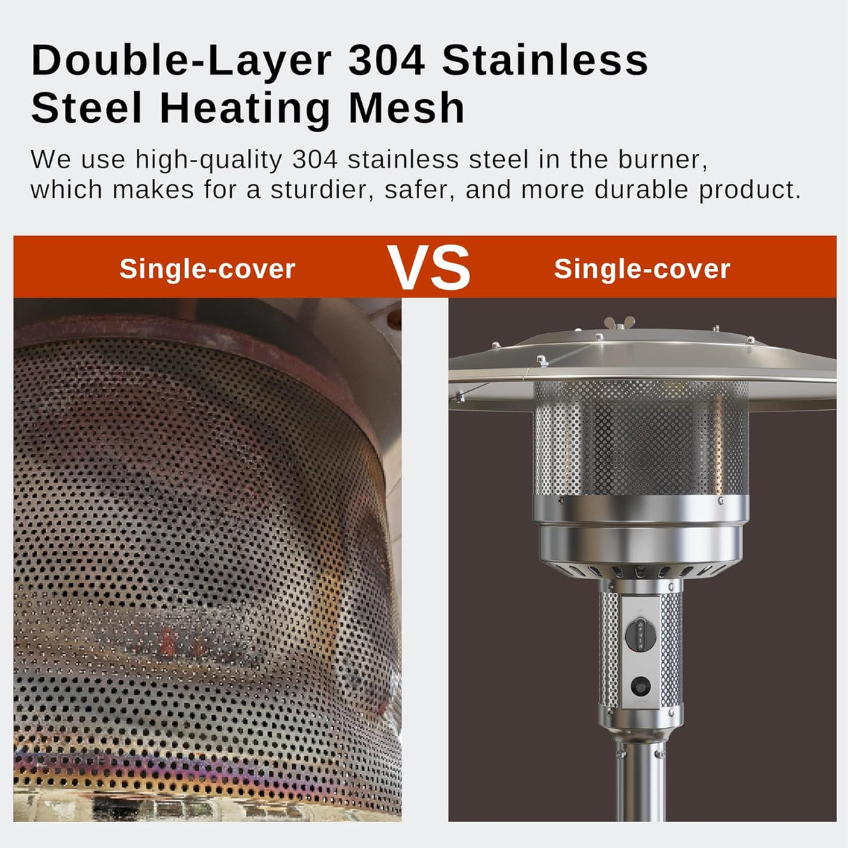 Calentador de patio de acero inoxidable para exteriores