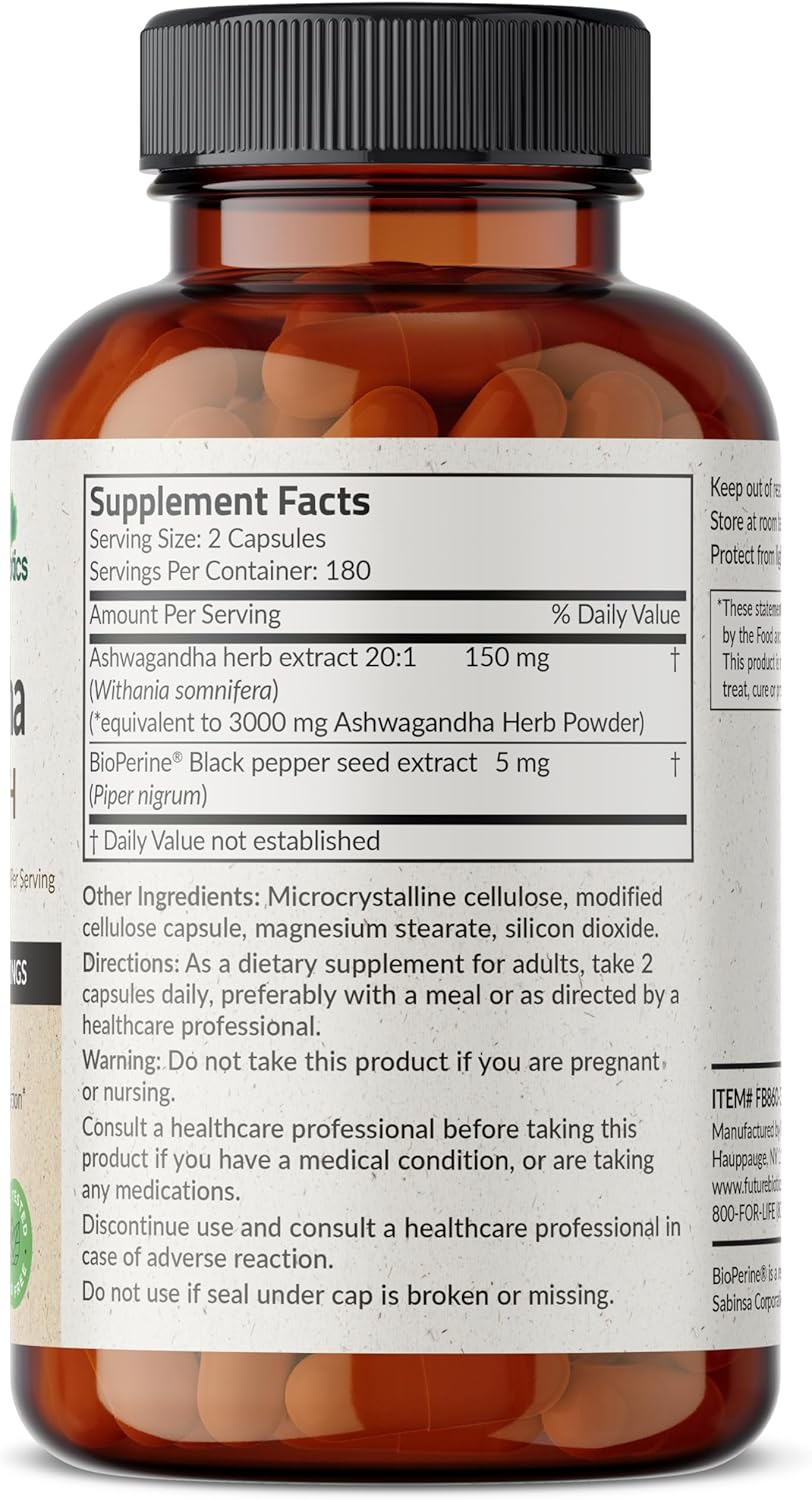 Suplemento de Ashwagandha Futurebiotics 360 Cápsulas Vegetarianas