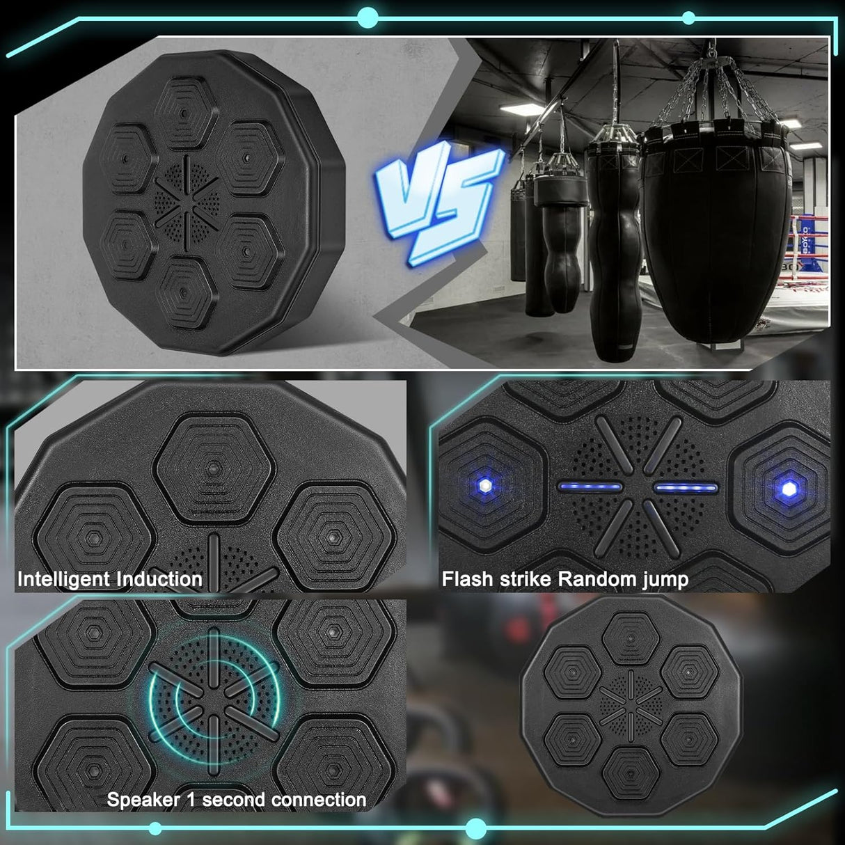 Máquina de entrenamiento de boxeo luz LED recargable