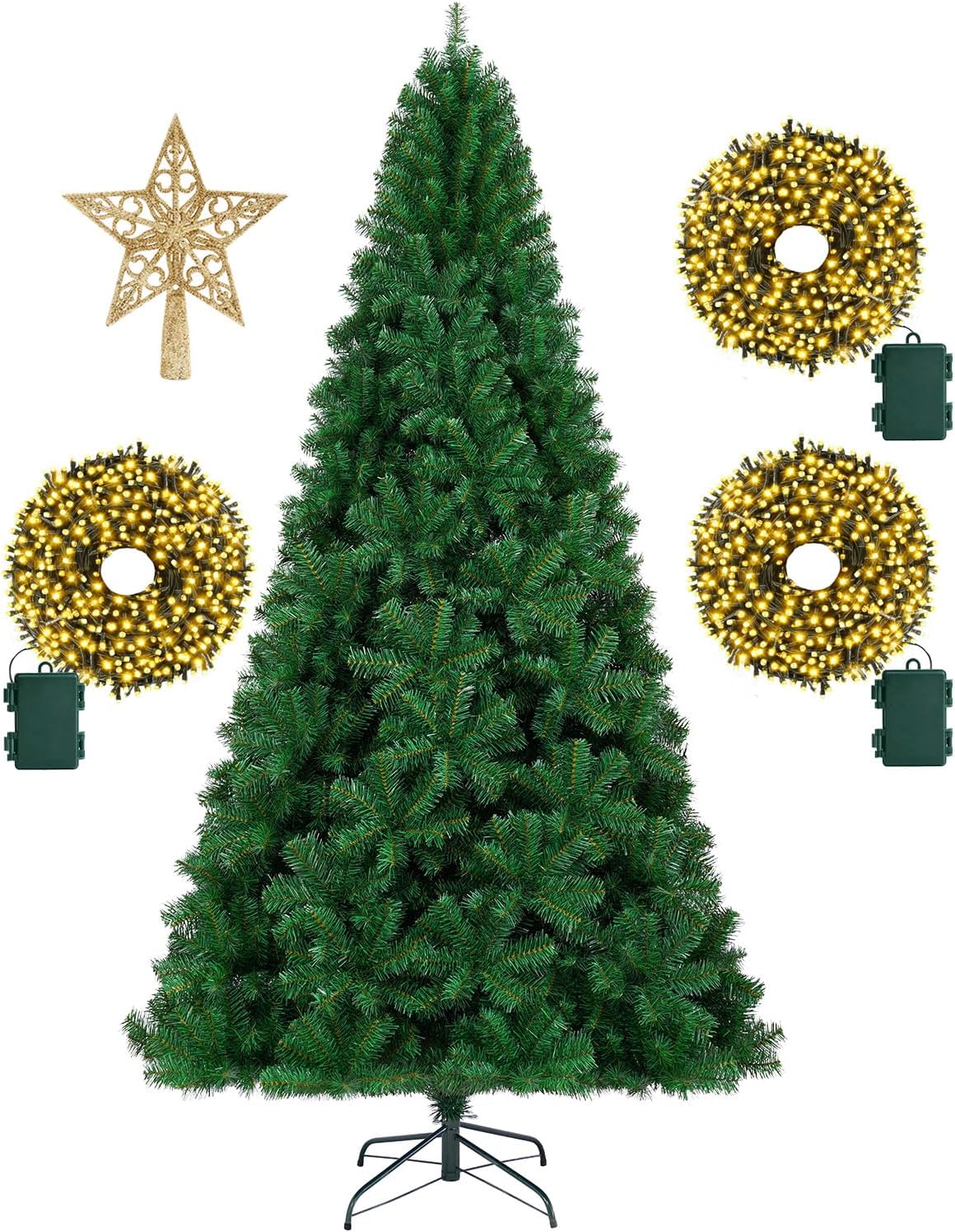 Árbol de Navidad Artificial KTKDE 7.5ft, 1450 puntas, 300 LED