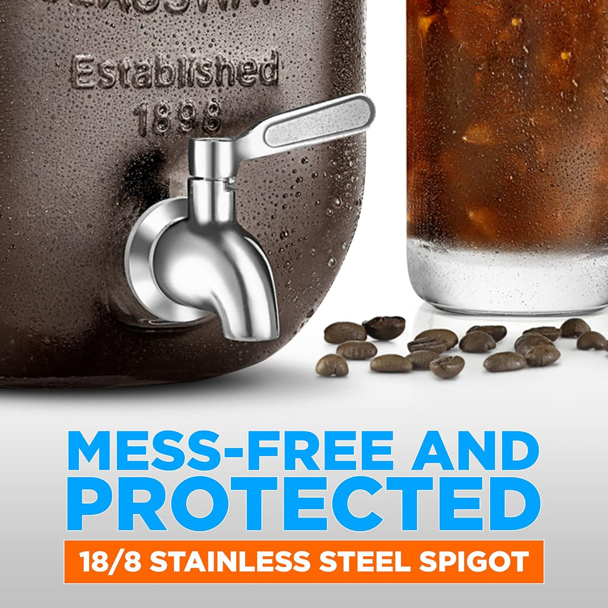 Cafetera de vidrio con grifo de 1 galón NutriChef NCCOFF87