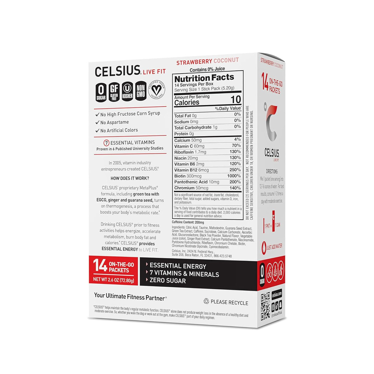 Suplemento CELSIUS On-the-Go Mezcla esencial fresa y coco