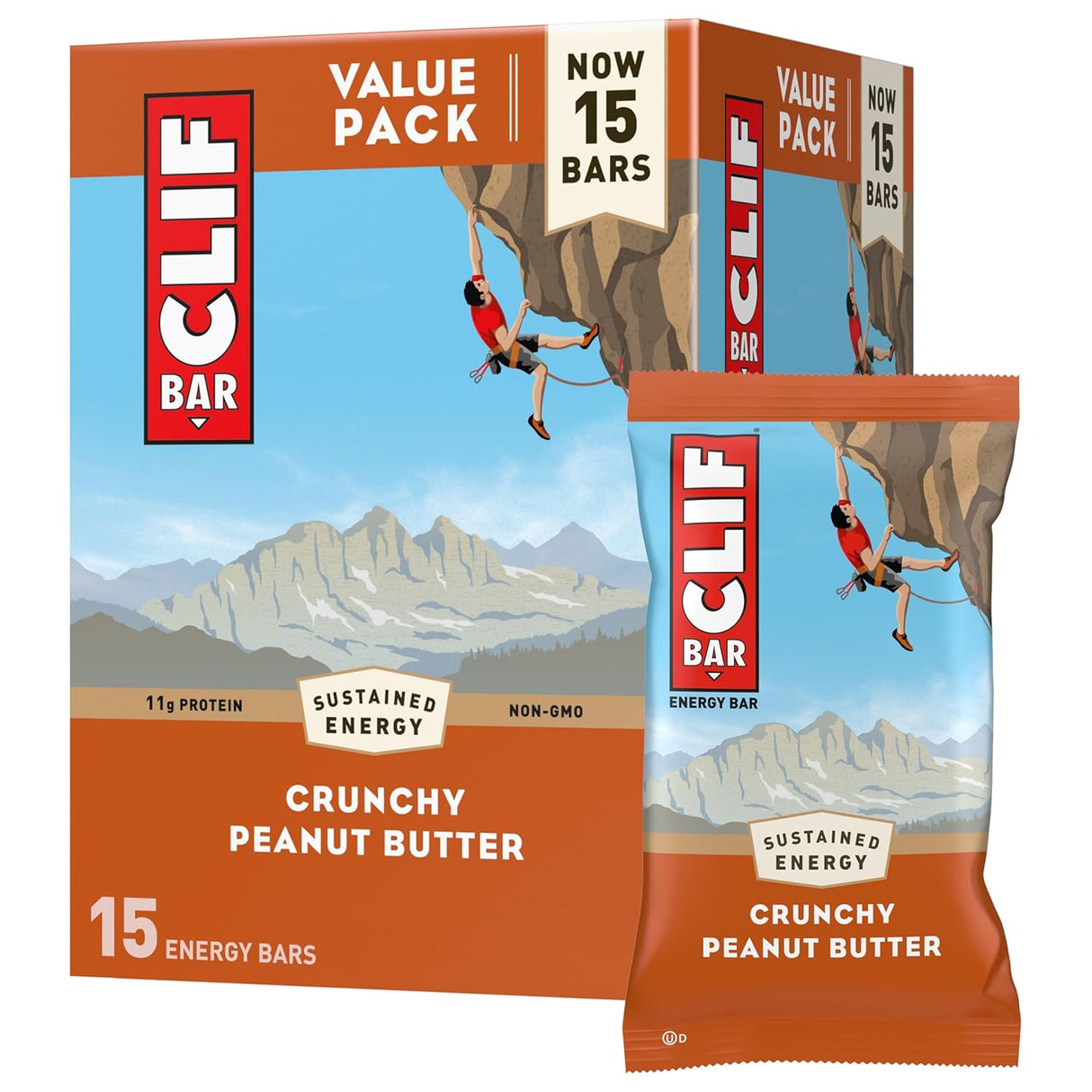 Barra de proteína Clif Bar crunch de mantequilla de maní orgánica (15)