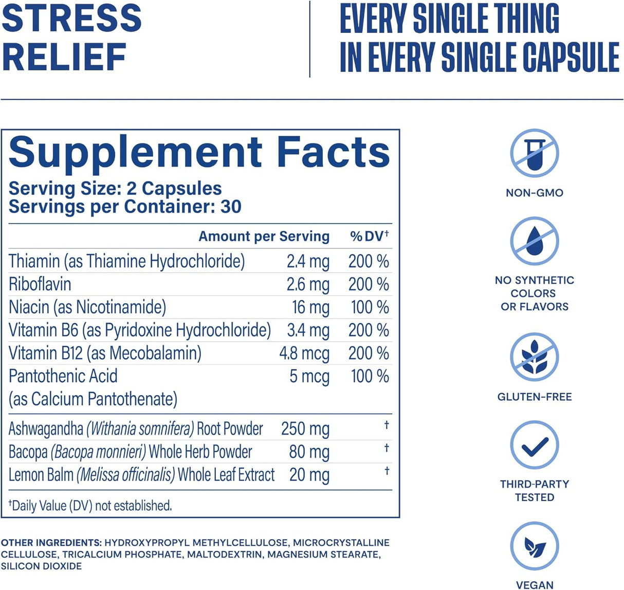 Suplemento Antiestrés: Relajación, Equilibrio, Vegano, Sin OGM