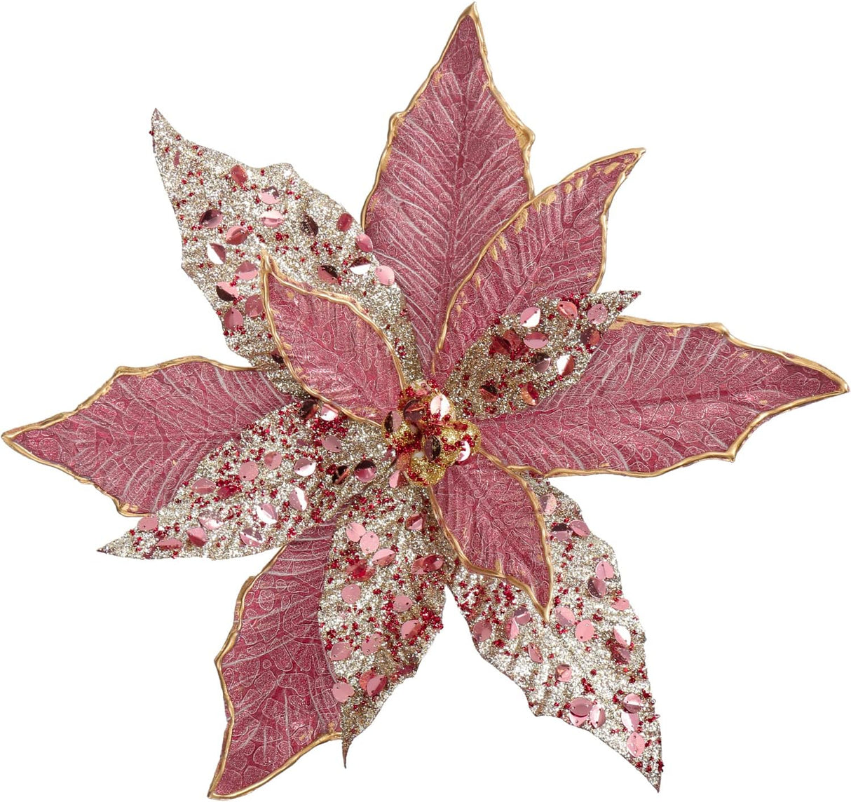 Flores Poinsettia Briful 12'' Artificiales para Decoraciones Navidad