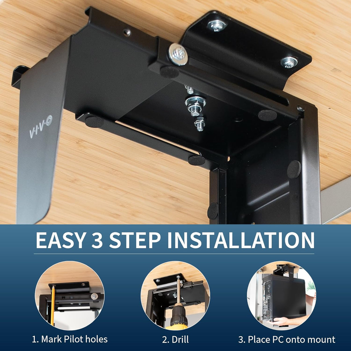 Soporte de PC Ajustable VIVO, Montaje de Escritorio y Pared, MOUNT-PC01