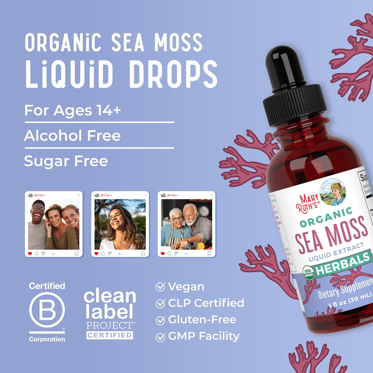 Suero de alga marina irlandesa MaryRuth Organics orgánico, sin azúcar