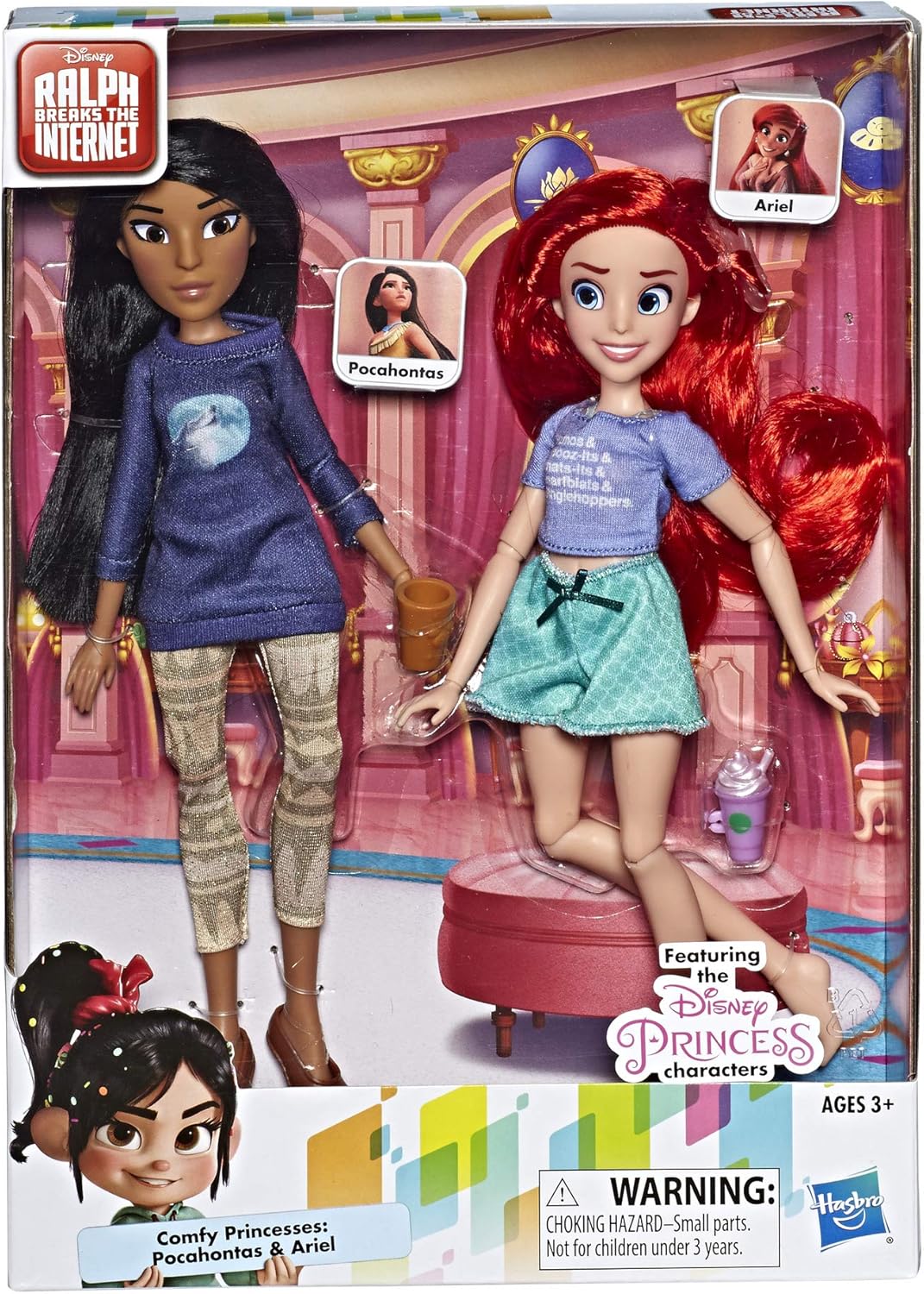 Muñecas Disney Princesas, Ariel y Pocahontas con accesorios cómodos