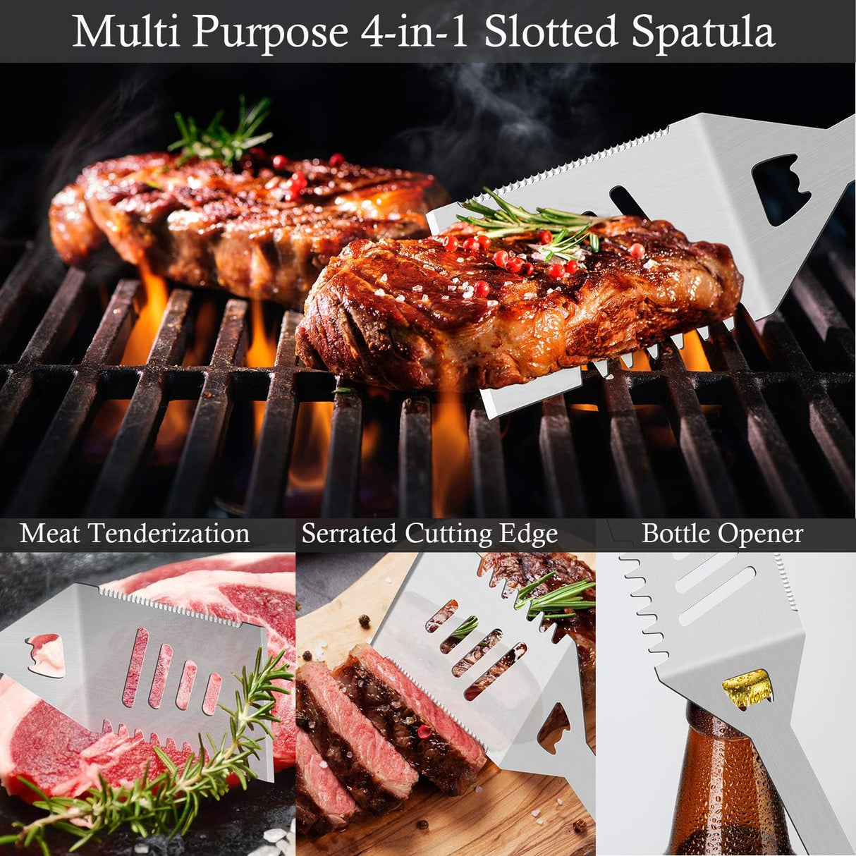 Juego de Utensilios de Parrilla 30pcs ROMANTICIST, Acero Inoxidable