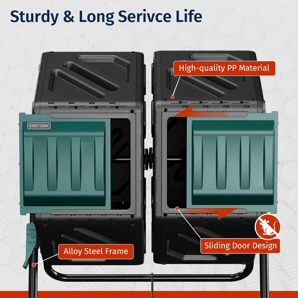 Compostadora Doble EAST OAK, 2 x 18.5 Gal, Sistema de Aireación