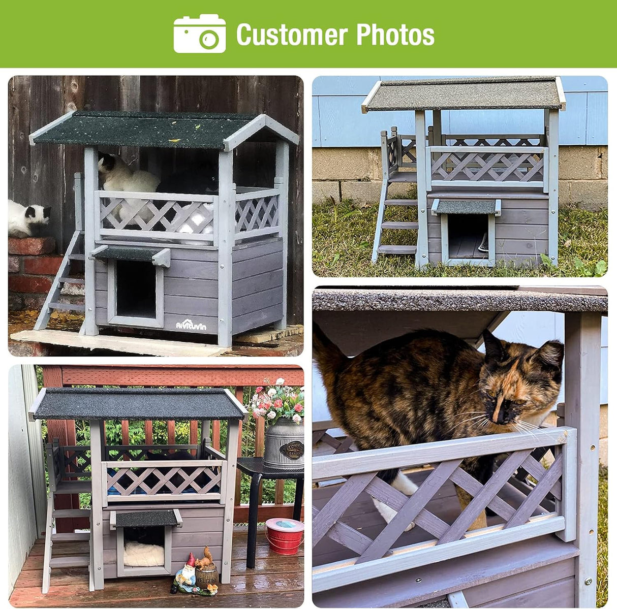 Casa para Gatos Fera, AIR09-BS, de Madera, 2 Pisos, Impermeable