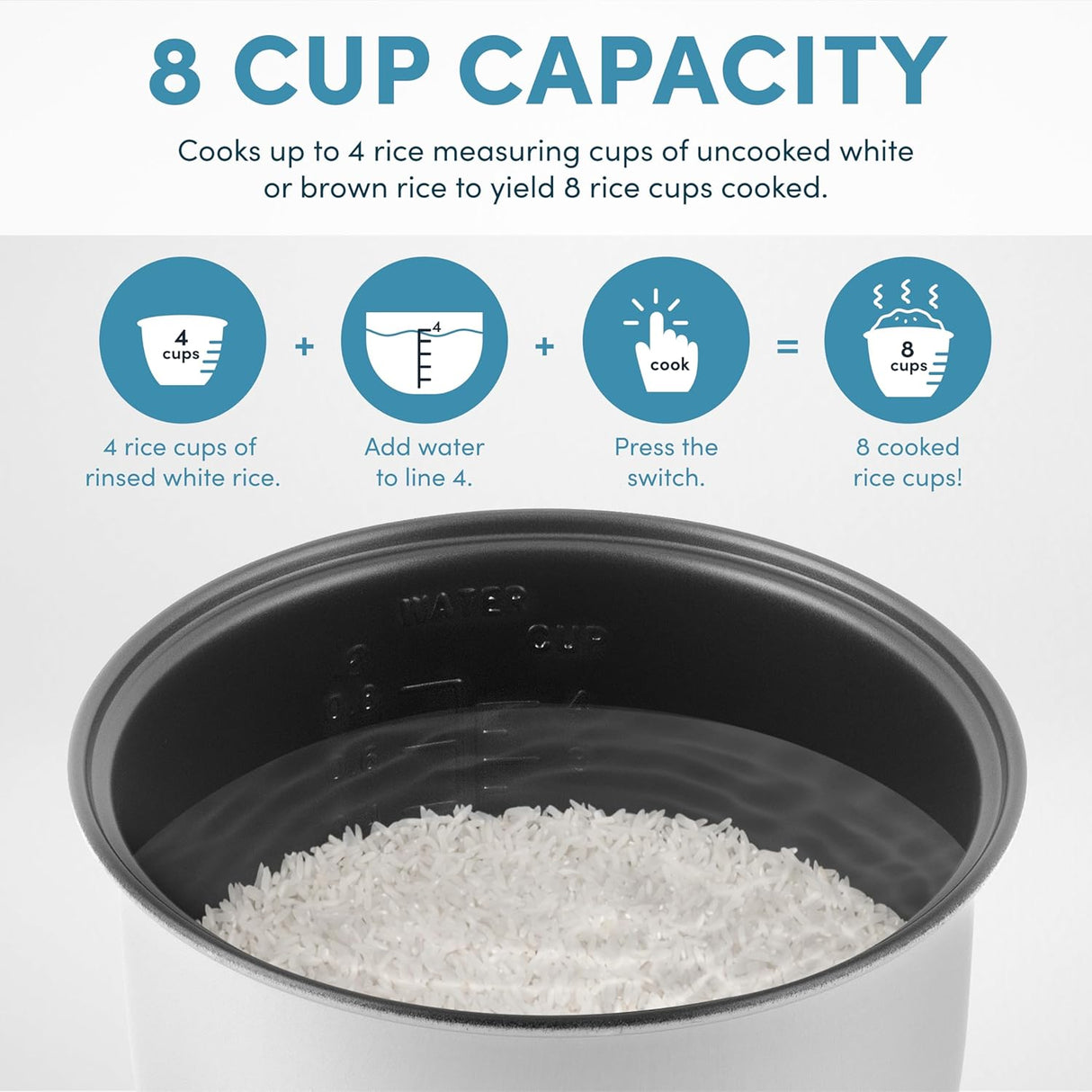 Cocedor de Arroz Aroma ARC-914SB, 8 Tazas, Cocina Perfecta