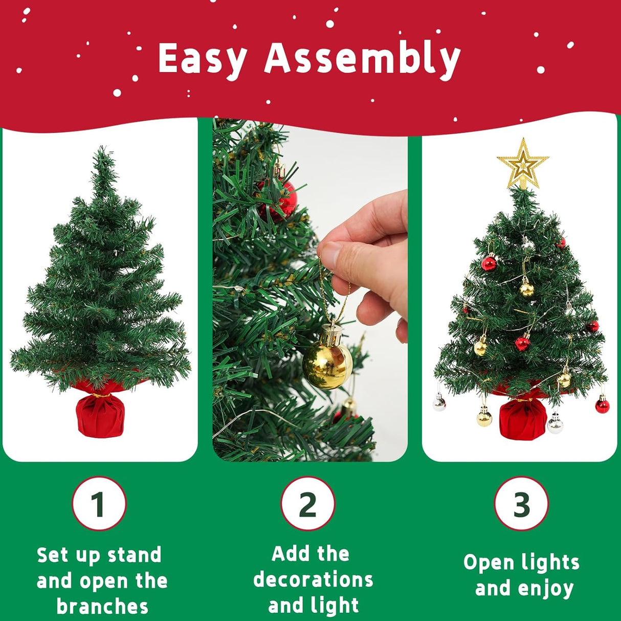 Árbol de Navidad Mini 24 con 30 luces LED, Star Tree