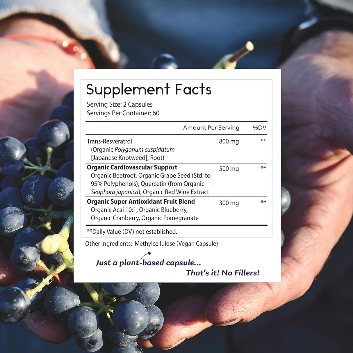 Suplemento Remedies Resveratrol 1600mg antioxidante orgánico