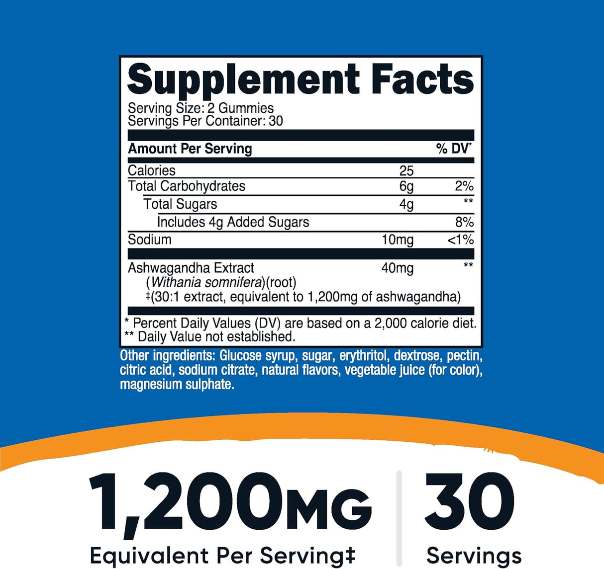 Nutricost Gomas de Ashwagandha 1200mg 60 gummies