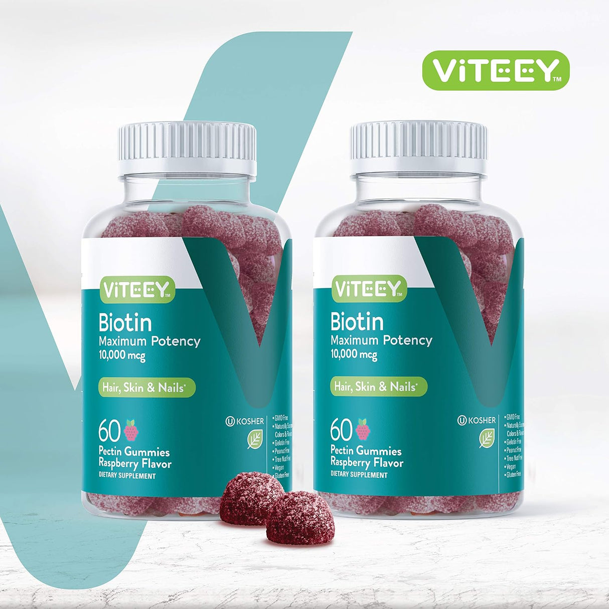 Gomitas de Biotina 10,000 mcg - Vitamina B7, Pectina, Vegano