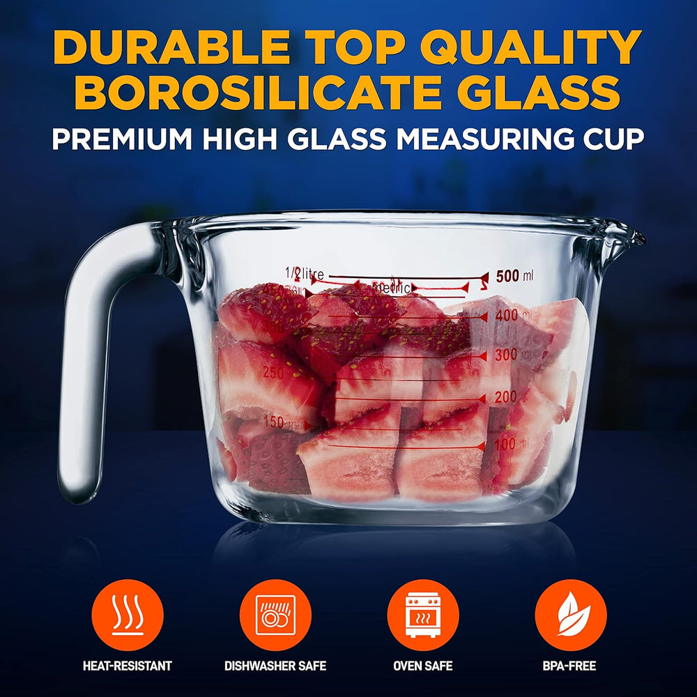 Vasos y Jarras Medidoras de vidrio NutriChef NCGLMES50