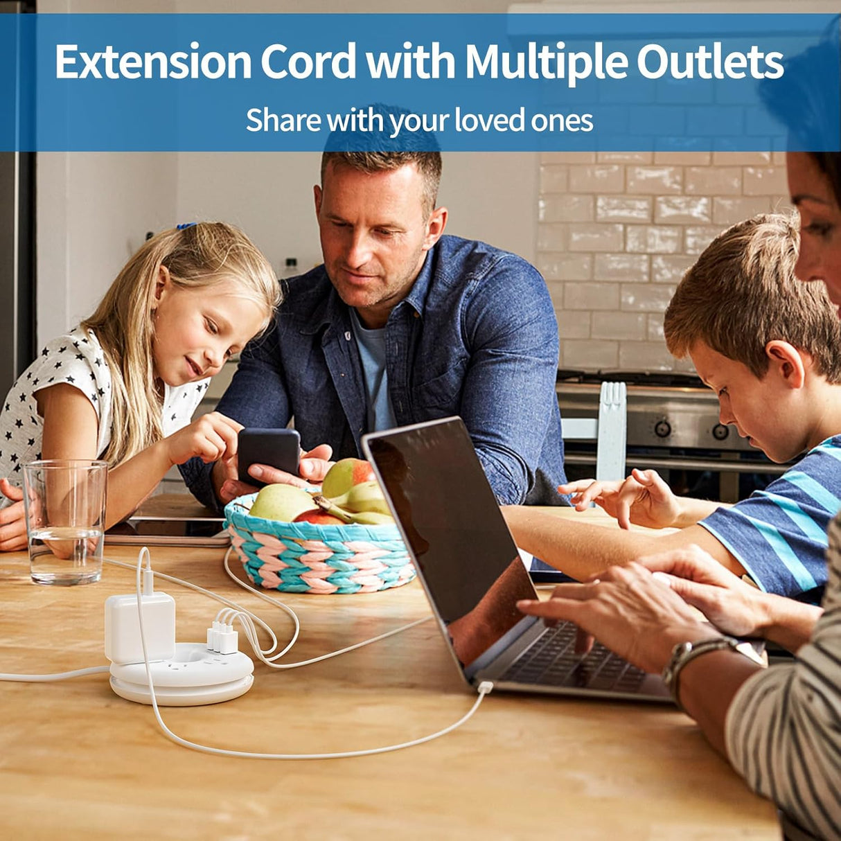 NTONPOWER - Tira de alimentación de viaje, 3 tomas, blanco