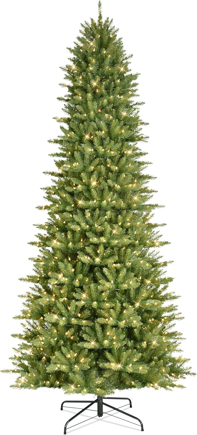 Árbol de Navidad Artificial Slim Fraser Fir Preiluminado 9 pies