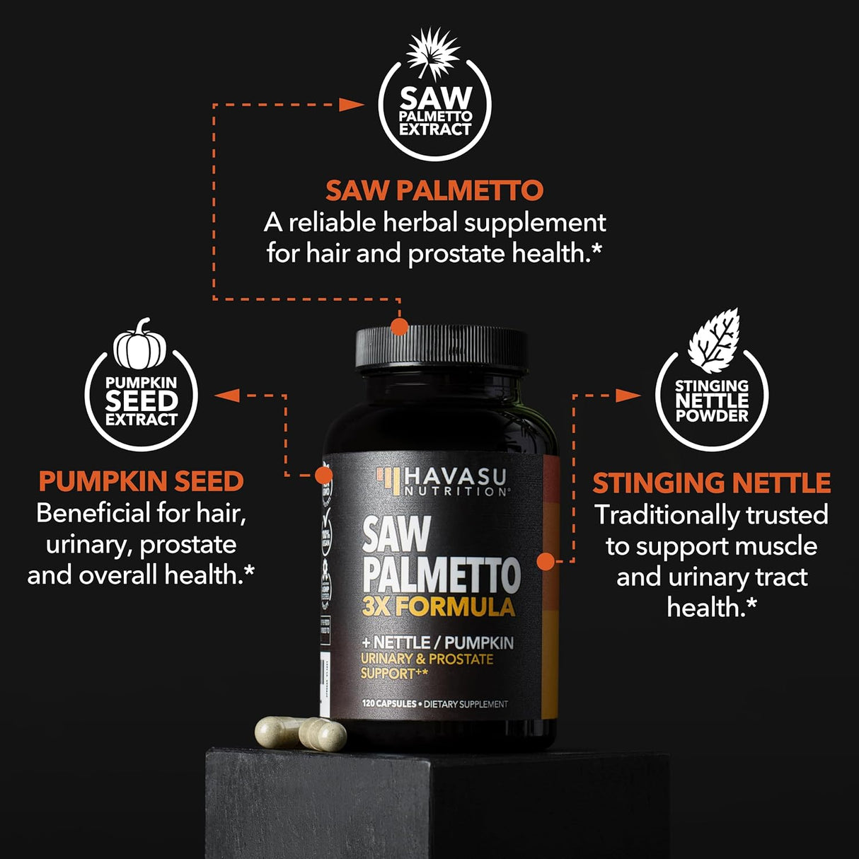 Suplemento de Saw Palmetto, 3X Potente, Salud Prostática, 2 Meses