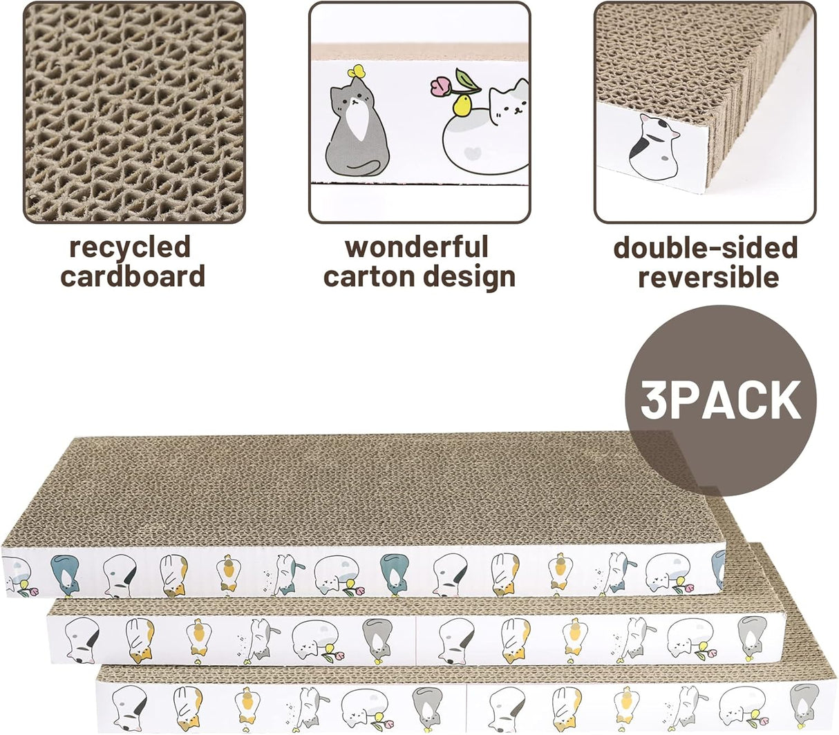 Rascador para gatos 3 piezas almohadilla reversible