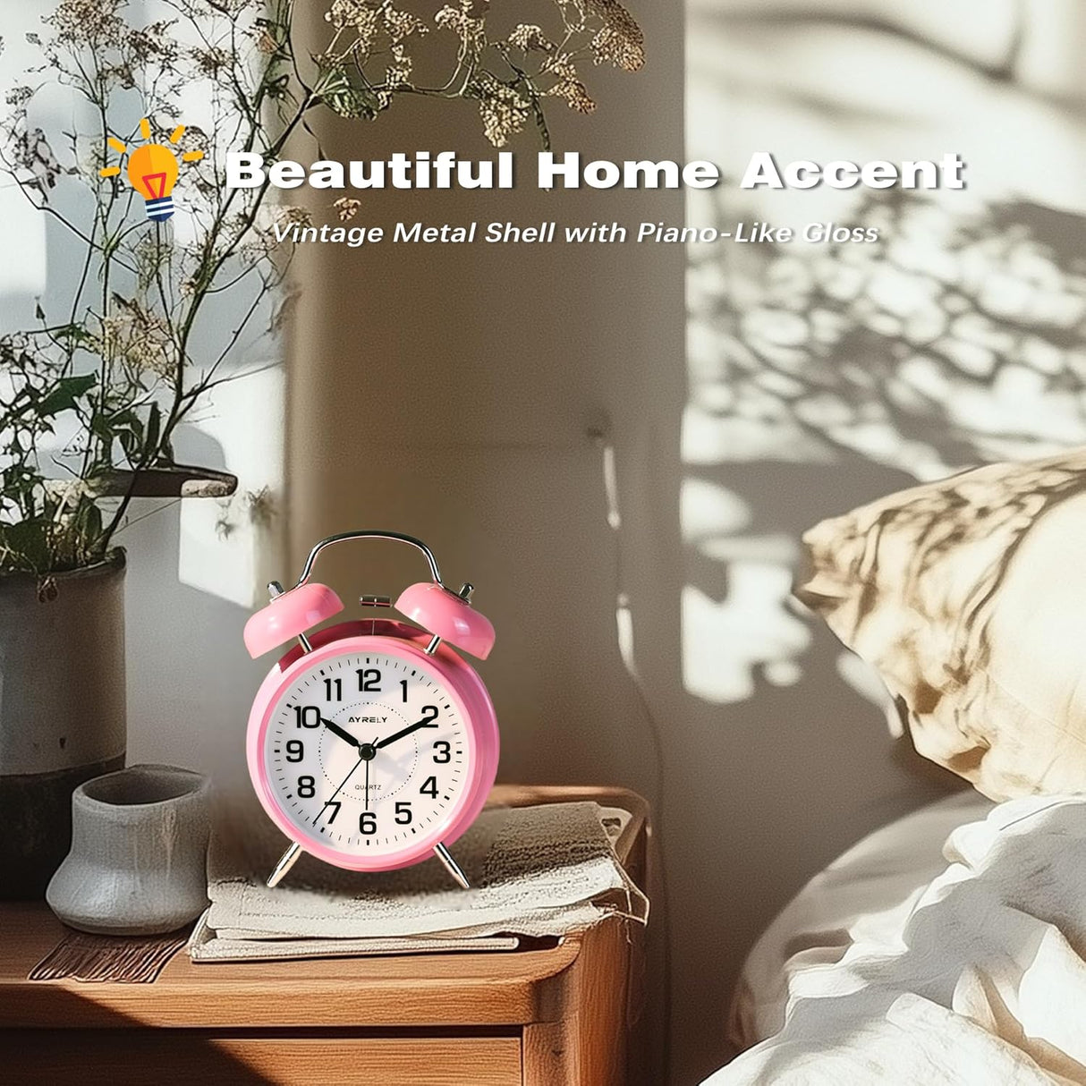 Reloj Despertador Doble Campana Silencioso para Dormilones