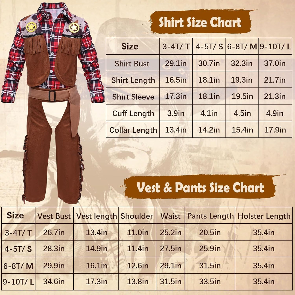 Disfraz de Vaquero para Niños Latocos 7 PCS, 3-10 Años