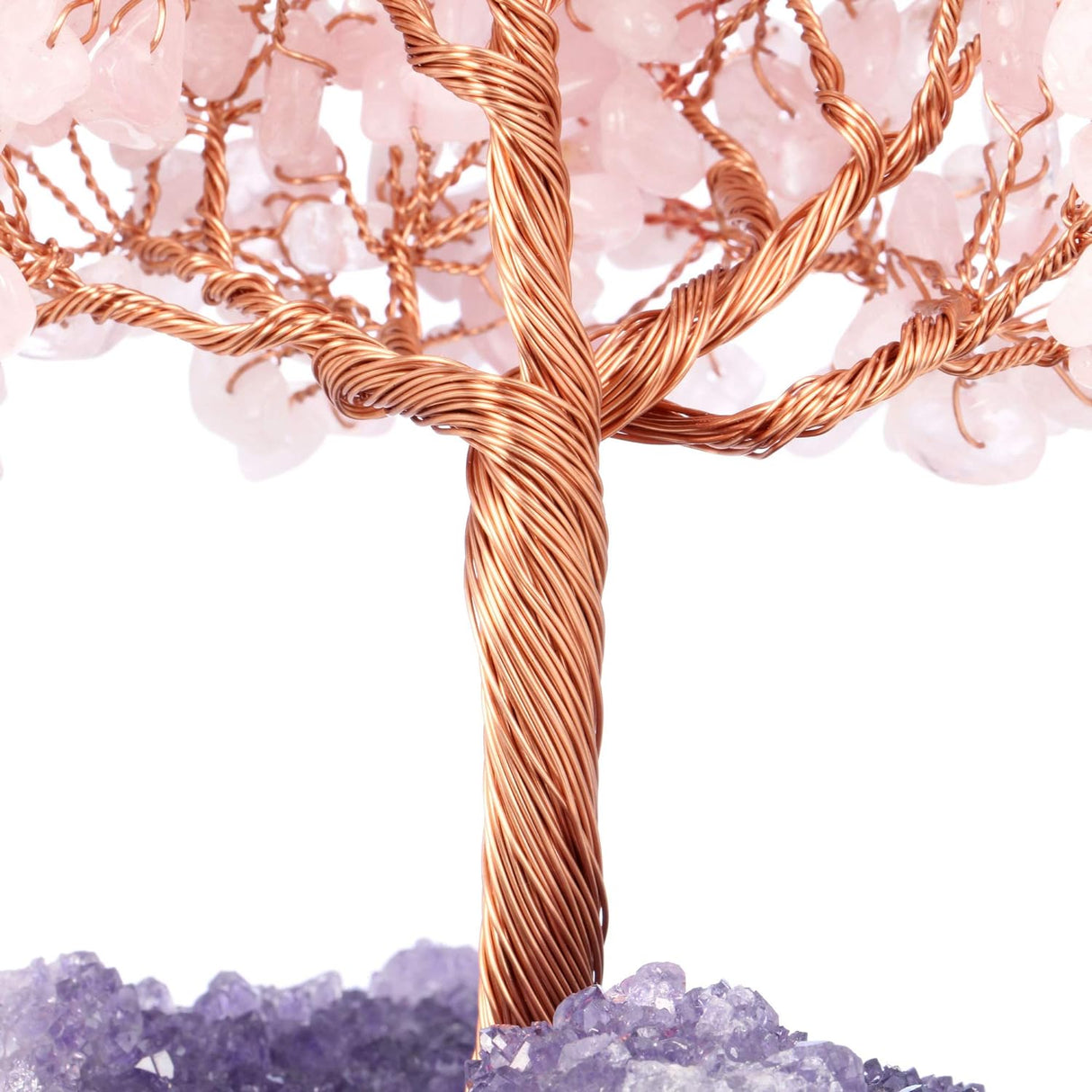 Jovivi Árbol de dinero de cristal curativo de cuarzo rosa .