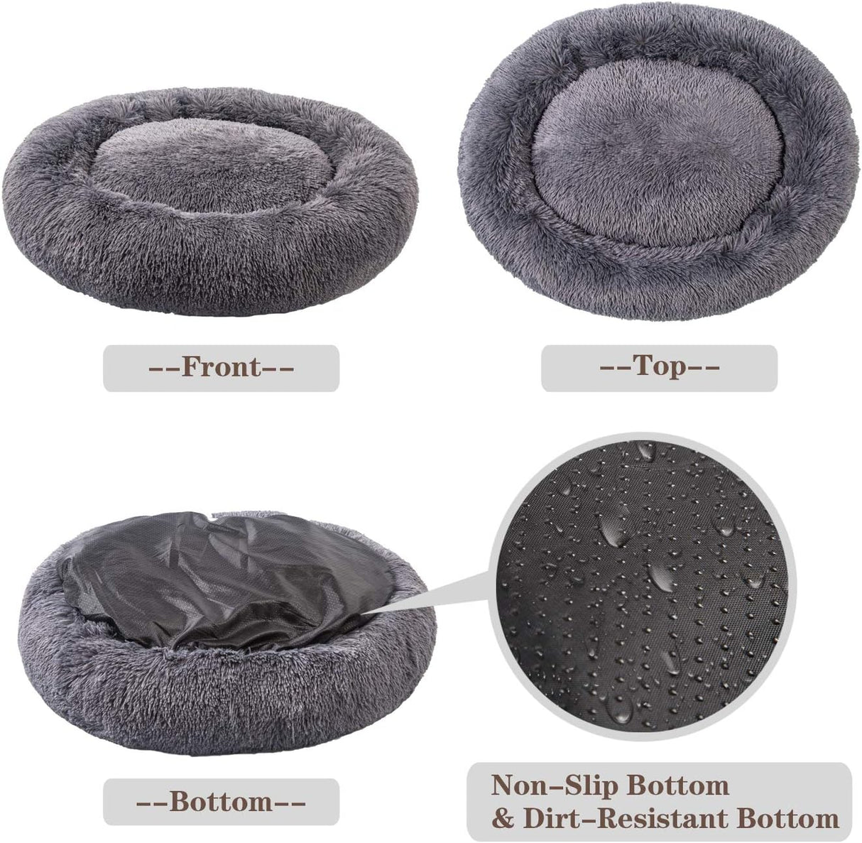 Cama para Perro MFOX, Faux Fur, Donut Cuddler, L/XL/XXL/XXXL