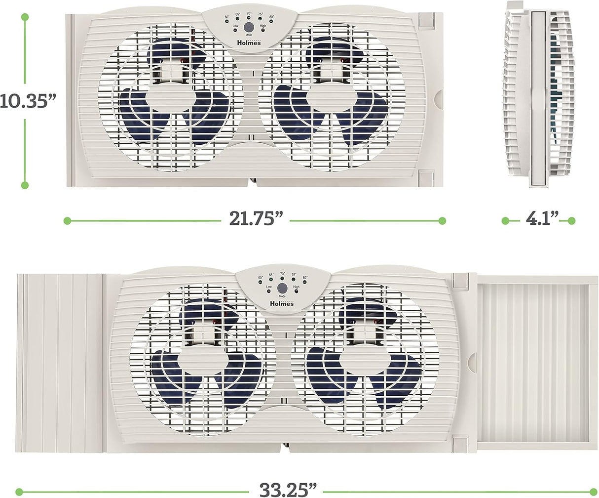 HOLMES Ventilador Doble Digital con Termostato, Modelo Dual Blade