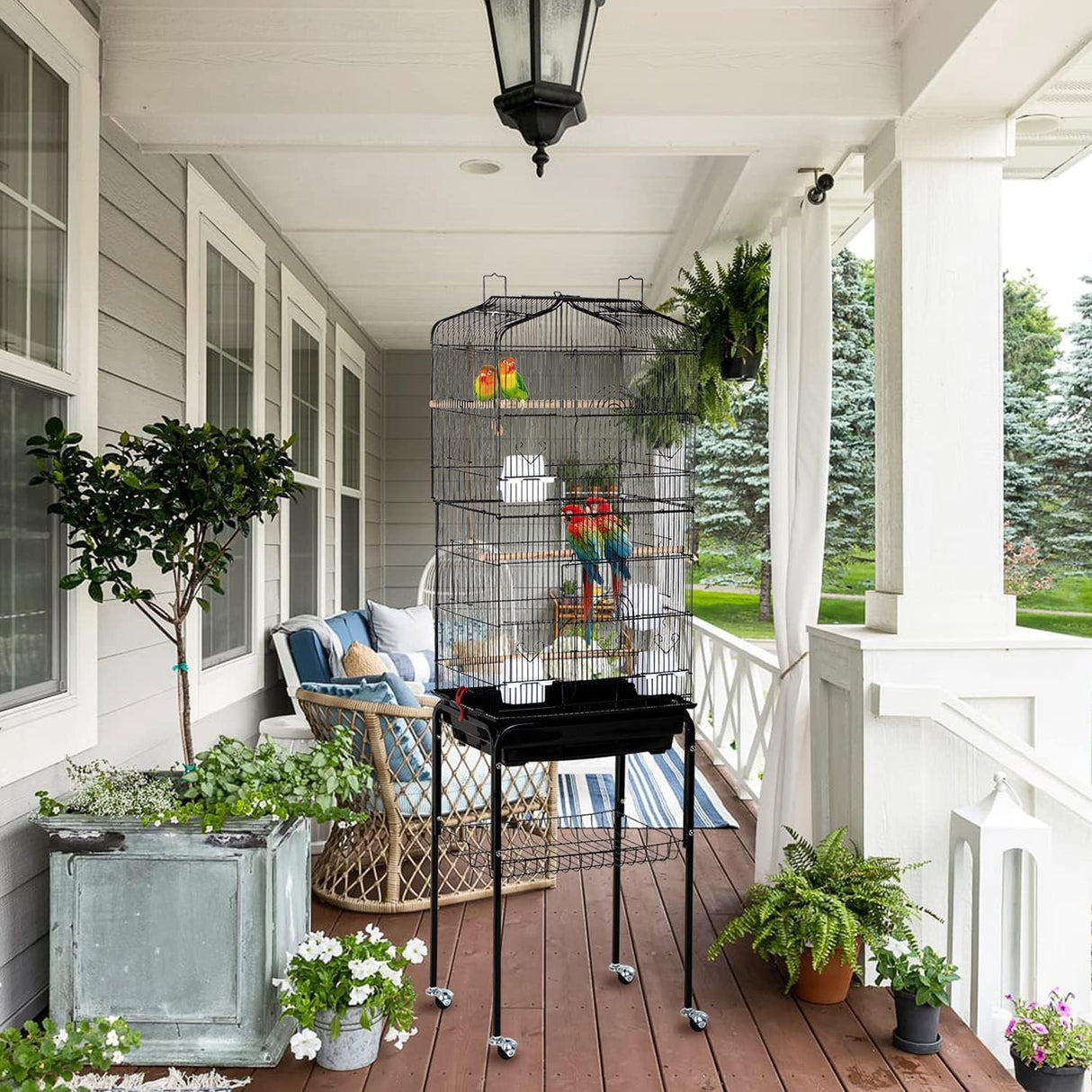 Jaula para pájaros con parte superior abierta