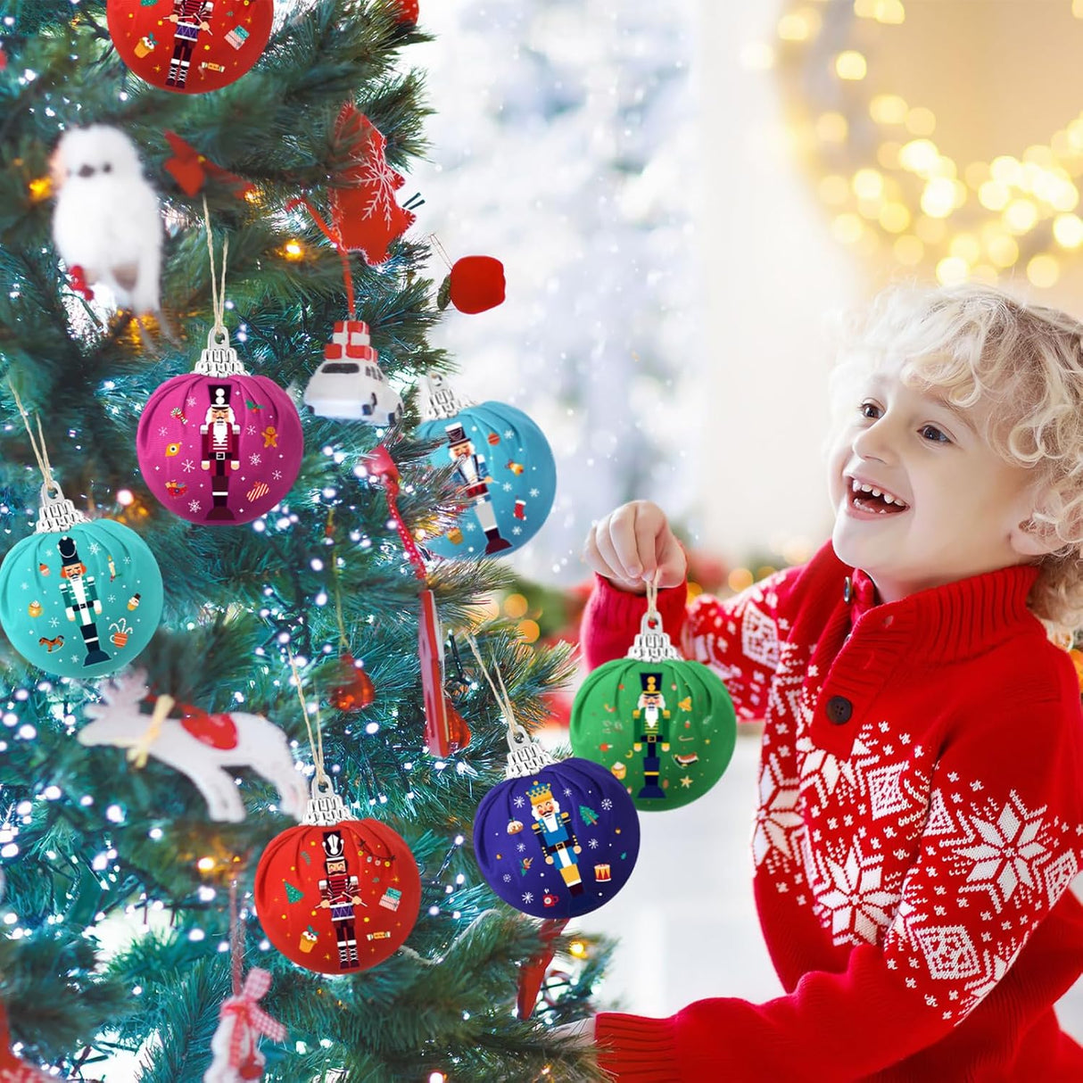 12 Adornos de Navidad Nutcracker - 12 Piezas, Diseño Envuelto