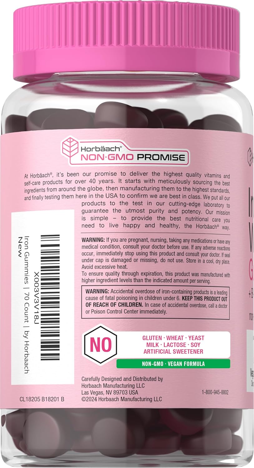 Jaleas de Hierro Horbäach para Mujeres | B Vitamins | 70 Uds