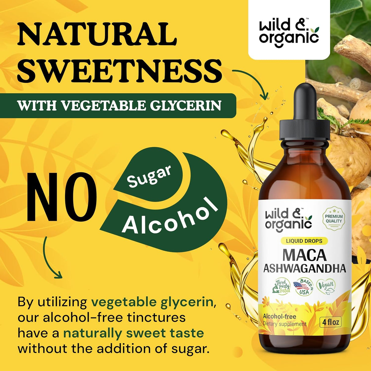 Gotas de Maca y Ashwagandha - Suplementos Orgánicos 4 oz