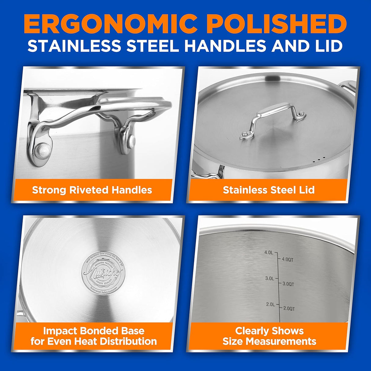 Olla de acero inoxidable de 5 cuartos NUTRICHEF NCSPT5Q