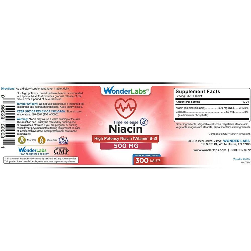 Suplemento Niacina vitamina B3 500 mg 300 comprimidos