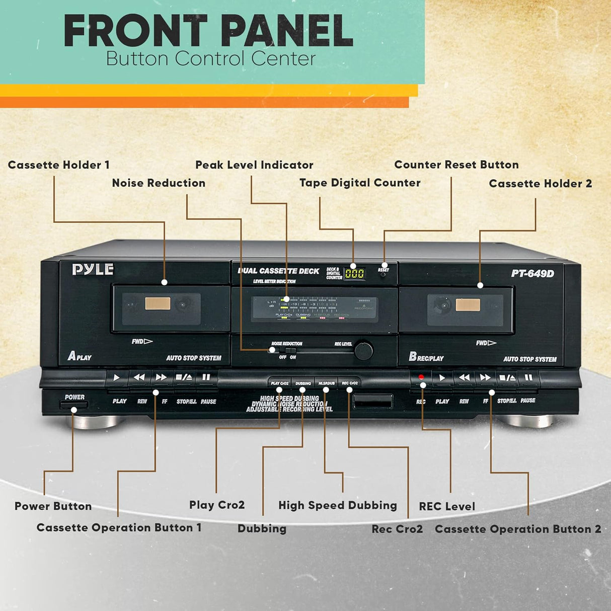 Grabadora de Cassette Pyle USA con Montaje en Rack y CrO2