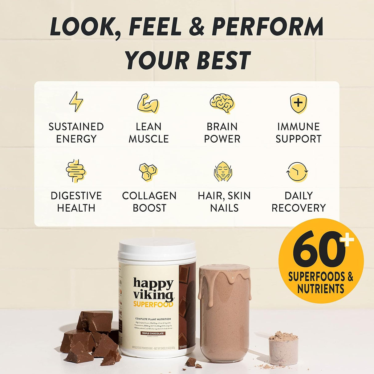 Suplemento Polvo de proteína triple de chocolate 24 onzas