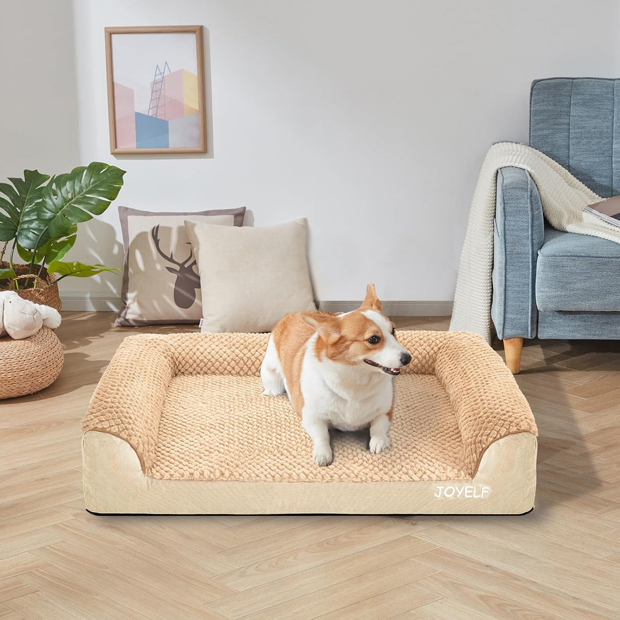 Cama ortopédica para perros grandes JOYELF, espuma, lavable, U-shaped