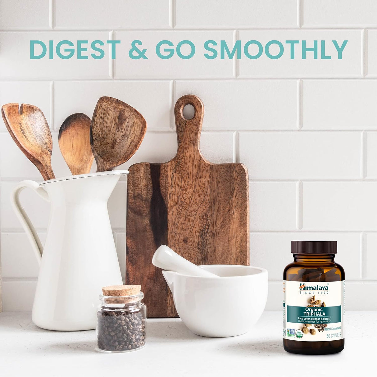 Himalaya Suplemento de hierbas orgánicas Triphala para limpieza de colon, apoya la regularidad, hinchazón ocasional, eliminación de residuos, USDA orgánico, sin OMG, vegano, 688 mg, 30 cápsulas a base