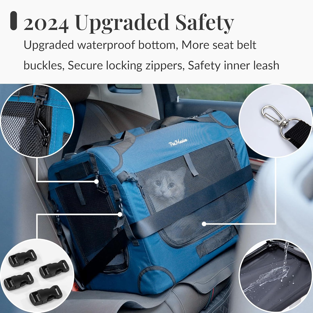 Transportín Extra Grande para 2 Gatos, Plegable, 24x16.5