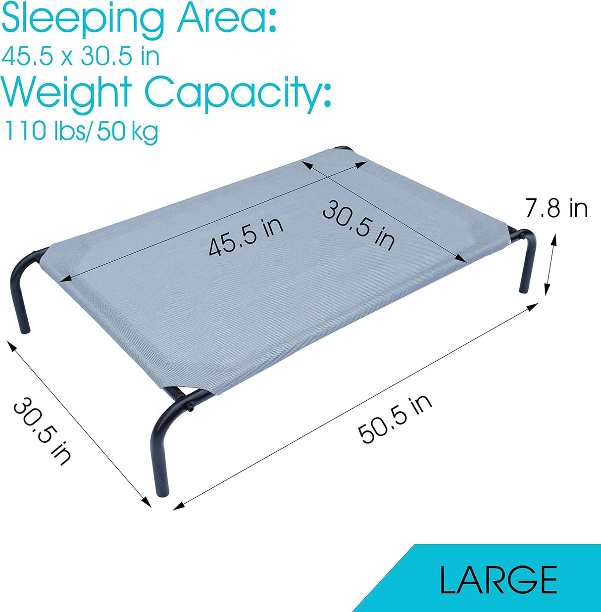 Cama Elevada para Mascotas PHYEX, Acero Resistente, 50.5 x 30.5