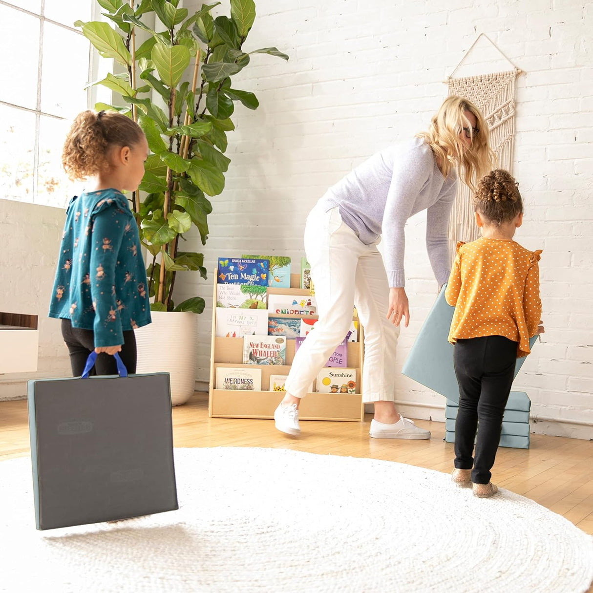 ECR4Kids SoftZone - Cojines de suelo, cuadrados, asientos flexibles, color gris, 6 piezas