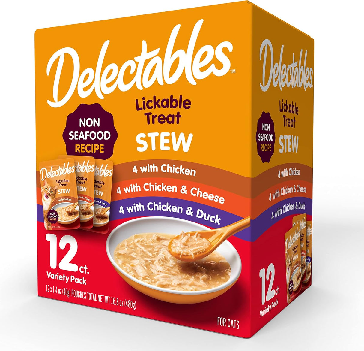 Guiso Lickable Delectables, sin mariscos, Pack 12, 1.4 oz