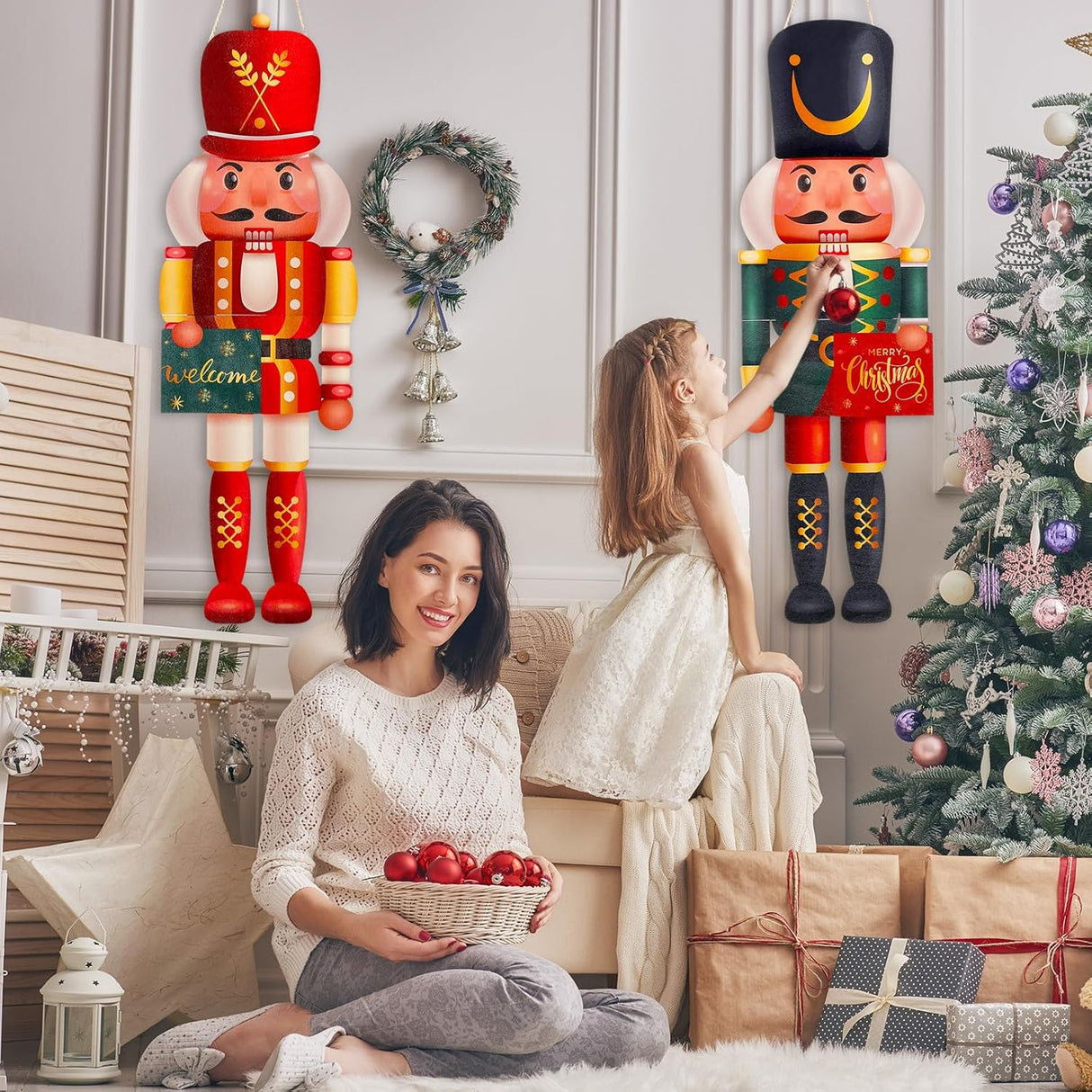 Decoración de Navidad Hiboom, Soldados de Madera, 2 Pcs